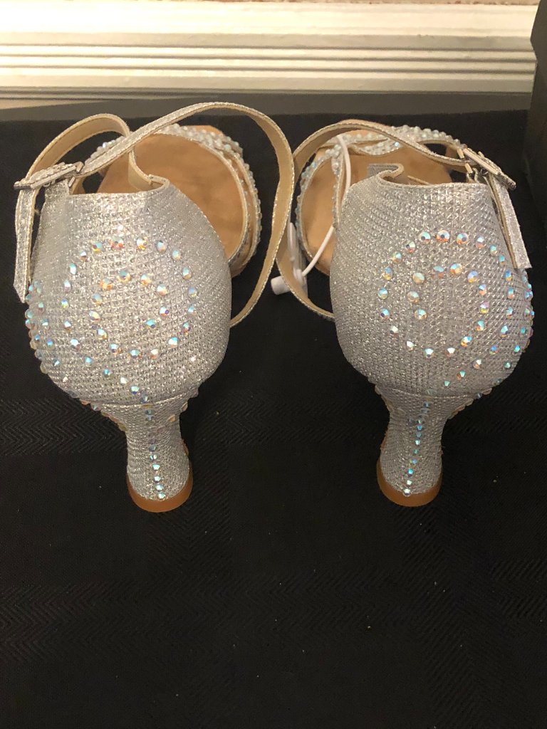 Danceandsway Silver Rhinestone Ballroom Dance Heels Shoes Sz 11 Eu 43 — image 3 of 7